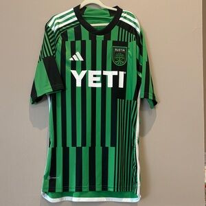 Adidas Green and Black Yeti Austin FV Striped Jersey